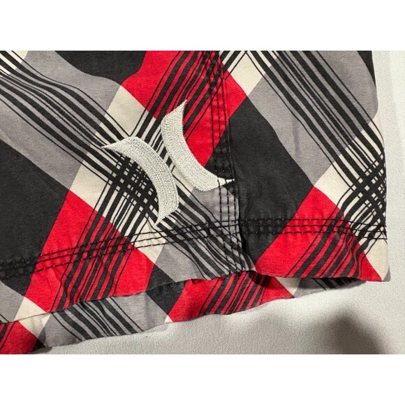 Hurley Mens Red Plaid San Juan Boardshorts Trunks Drawstring Swimwear Sz 36 - Picture 3 of 12